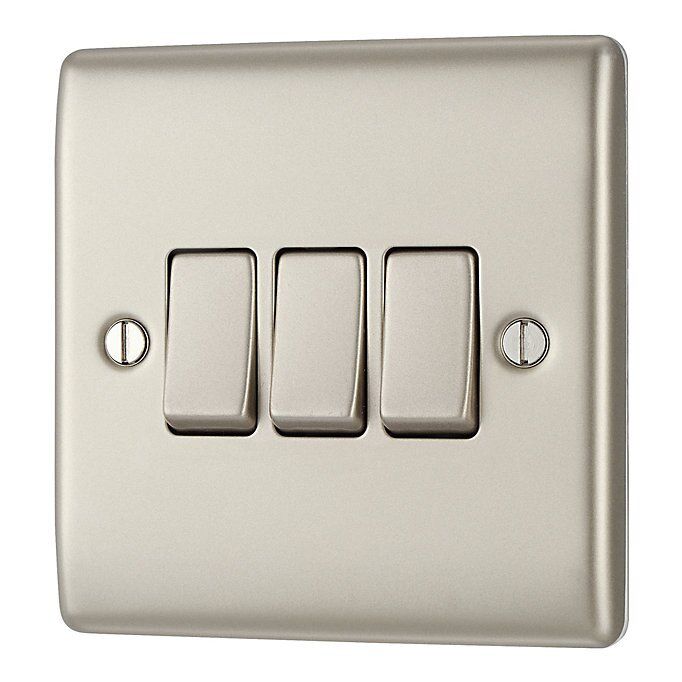 British General Cream 10A 2 way 3 gang Triple light Switch