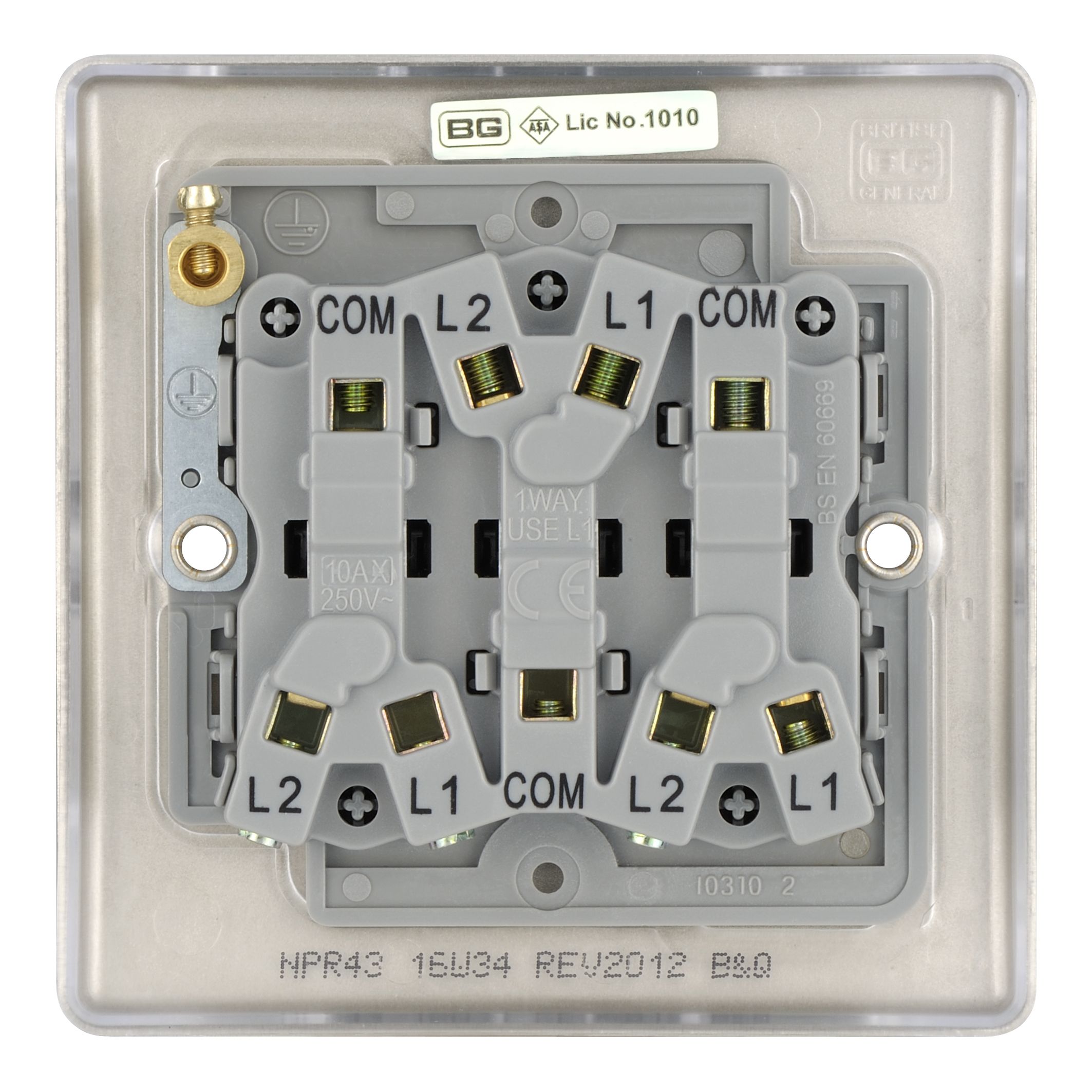 British General Cream 10A 2 way 3 gang Triple light Switch
