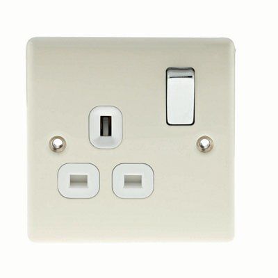 British General Cream 13A Switched Socket with White inserts