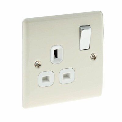British General Cream 13A Switched Socket with White inserts