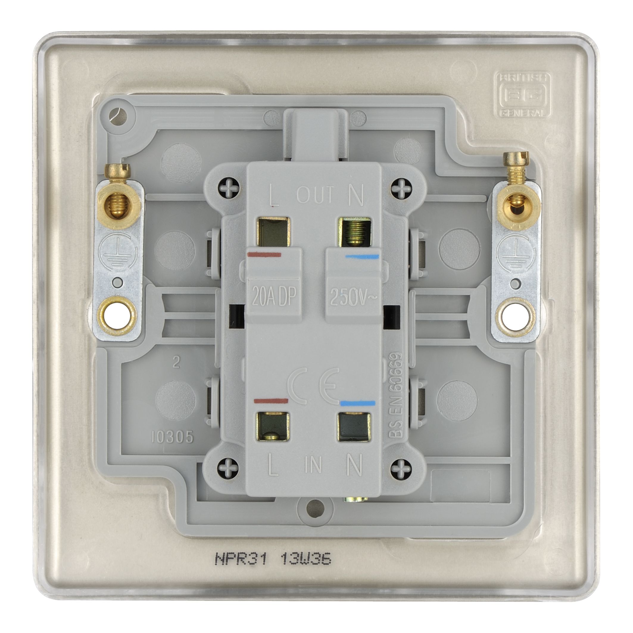 British General Cream 20A 2 gang Switch