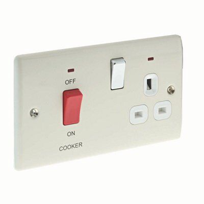British General Cream Cooker switch & socket & White inserts