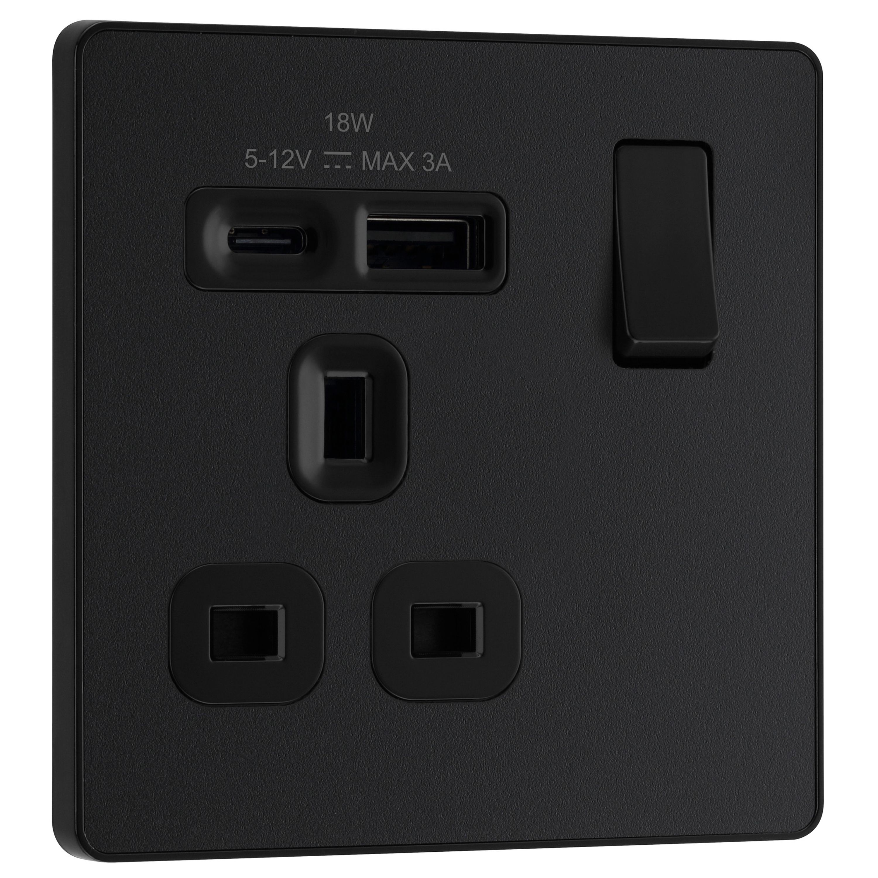 British General Double 13A 18W Raised slim Switched Screwed Socket with ...