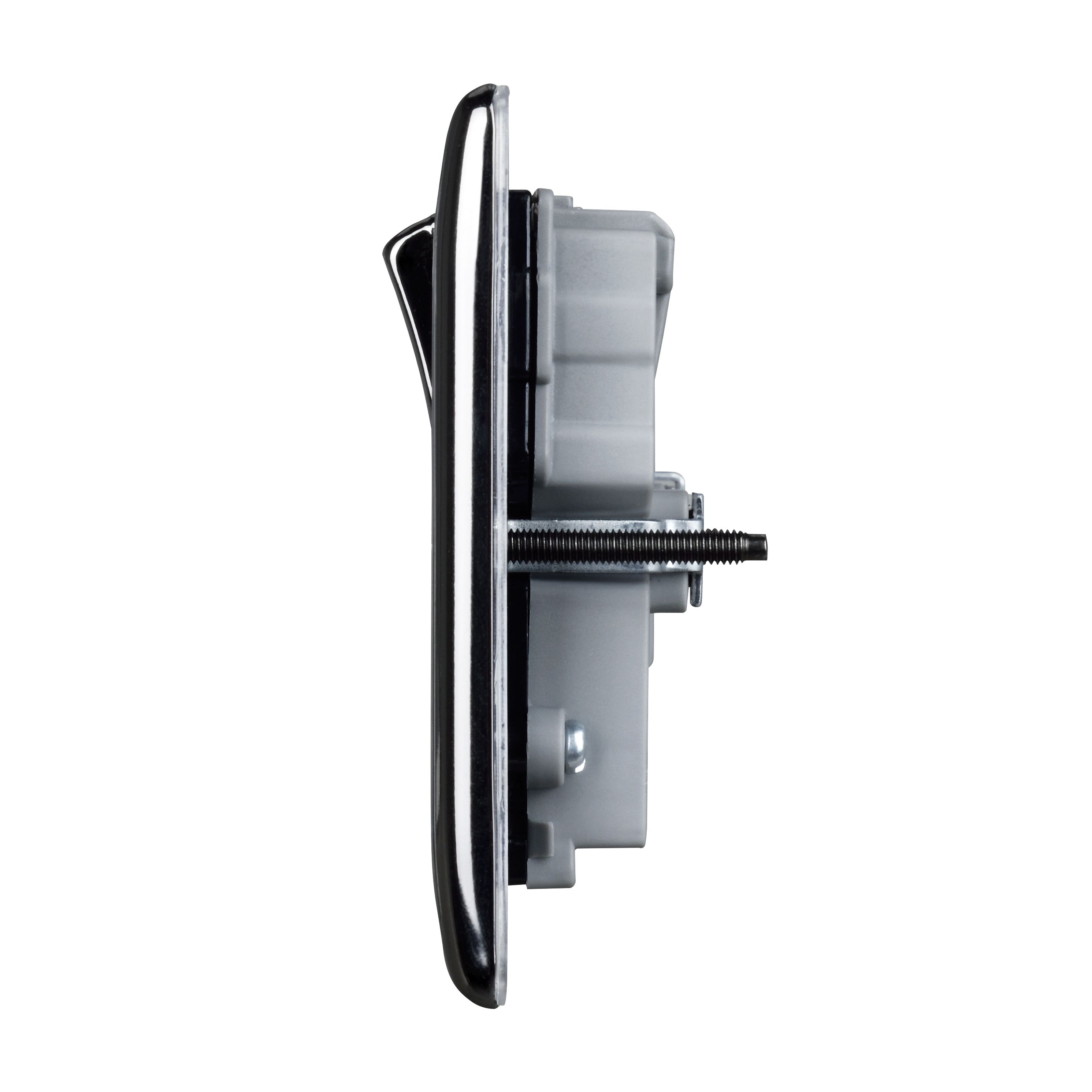 British General Double 13A Raised Switched Screwed Socket with USB, x2 & Black inserts