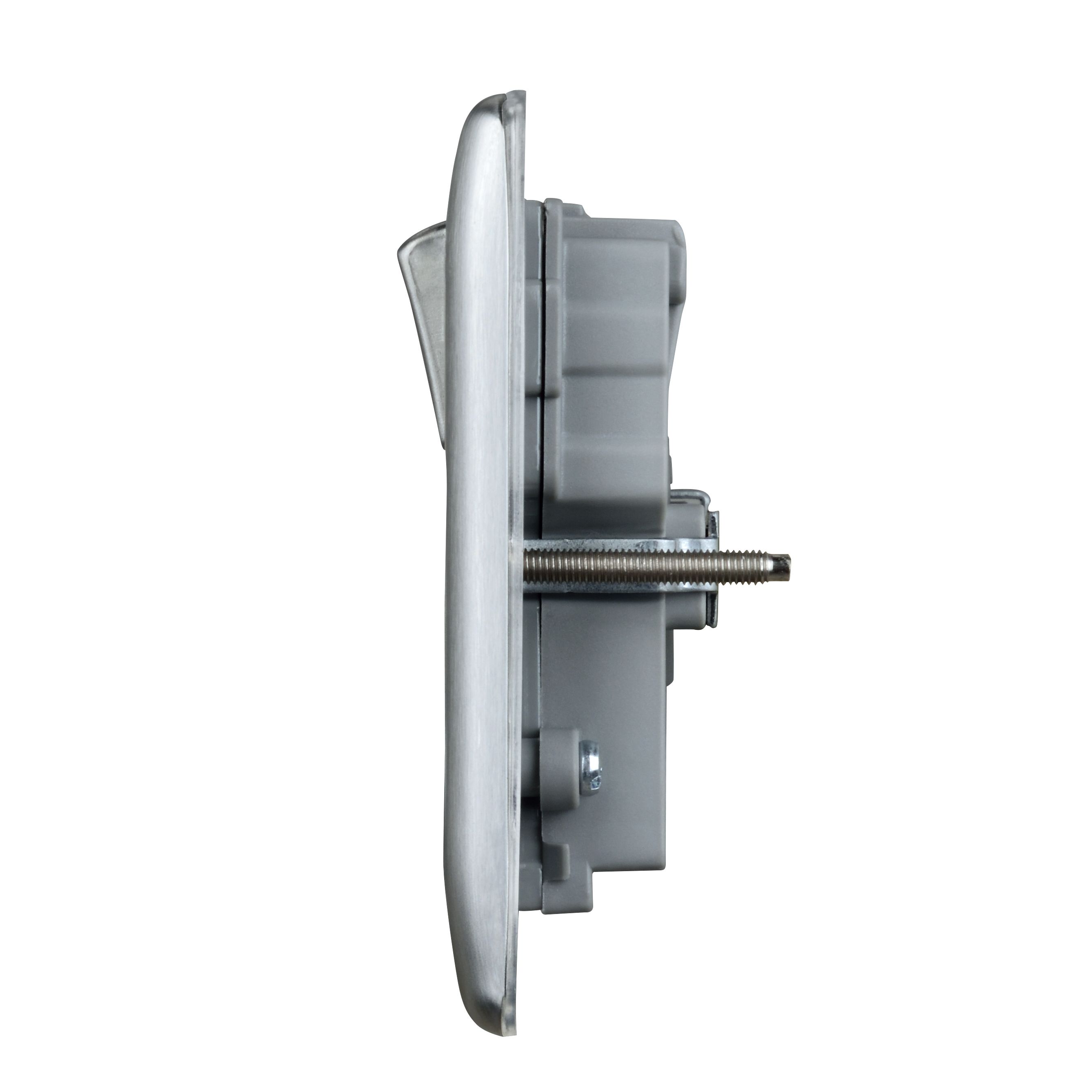 British General Double 13A Raised Switched Screwed Socket with USB, x2 & Grey inserts
