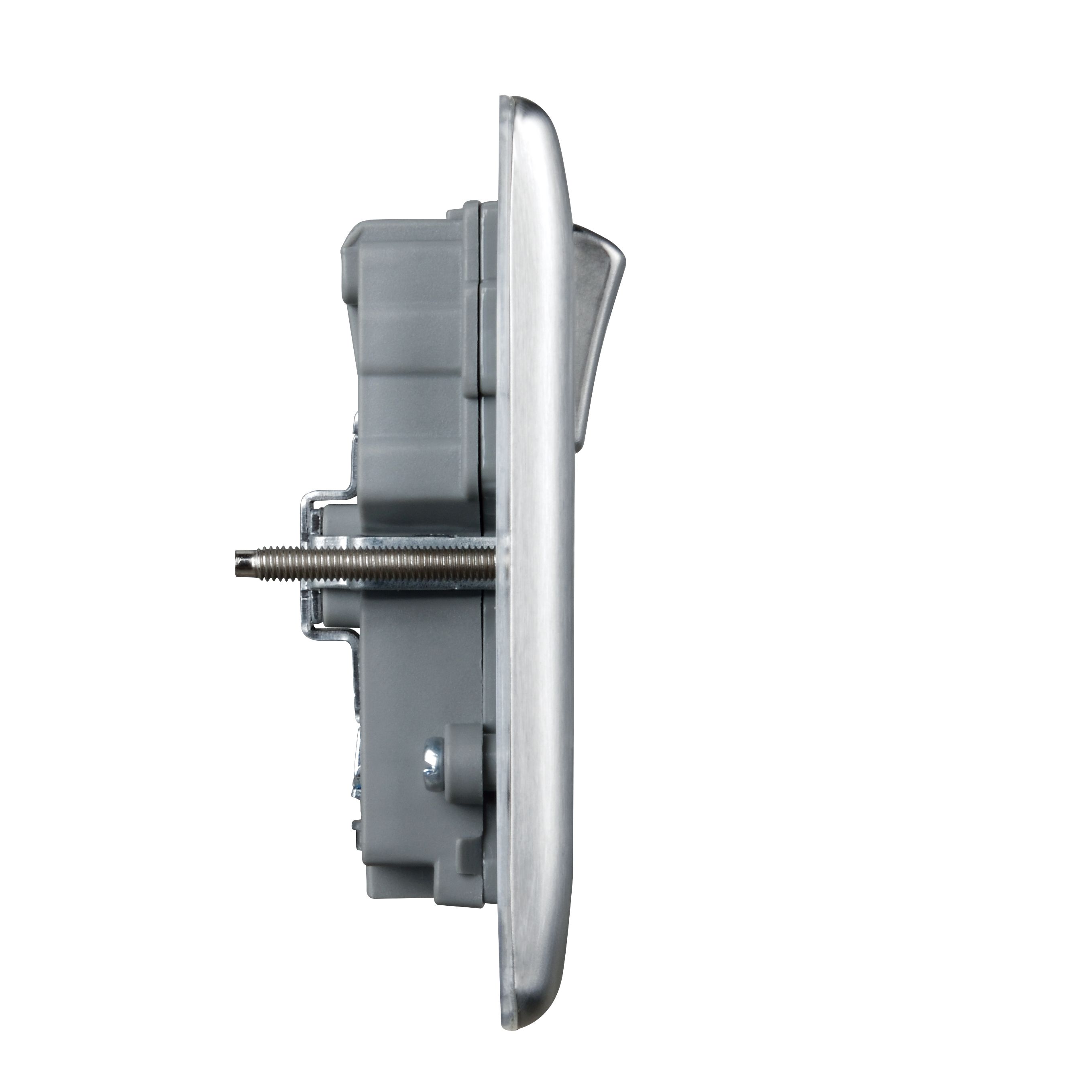 British General Double 13A Raised Switched Screwed Socket with USB, x2 & Grey inserts