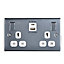 British General Double 13A Switched Socket with USB x2 & White inserts