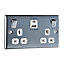 British General Double 13A Switched Socket with USB x2 & White inserts