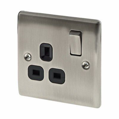British General Iridium 13A Switched Socket with Black inserts