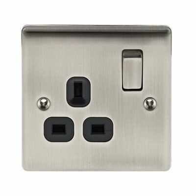 British General Iridium 13A Switched Socket with Black inserts