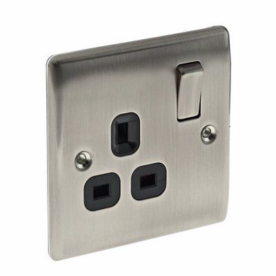 British General Iridium 13A Switched Socket with Black inserts