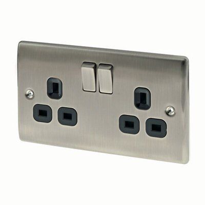 British General Iridium 13A Switched Socket with Black inserts
