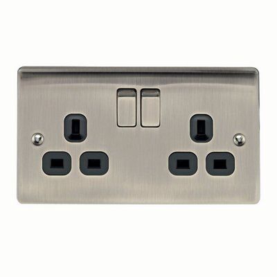 British General Iridium 13A Switched Socket with Black inserts