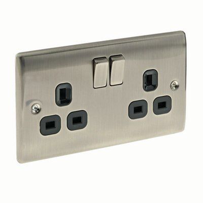 British General Iridium 13A Switched Socket with Black inserts