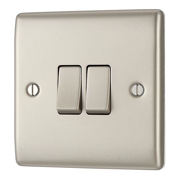 British General Nickel 10A 2 way 2 gang Light Switch