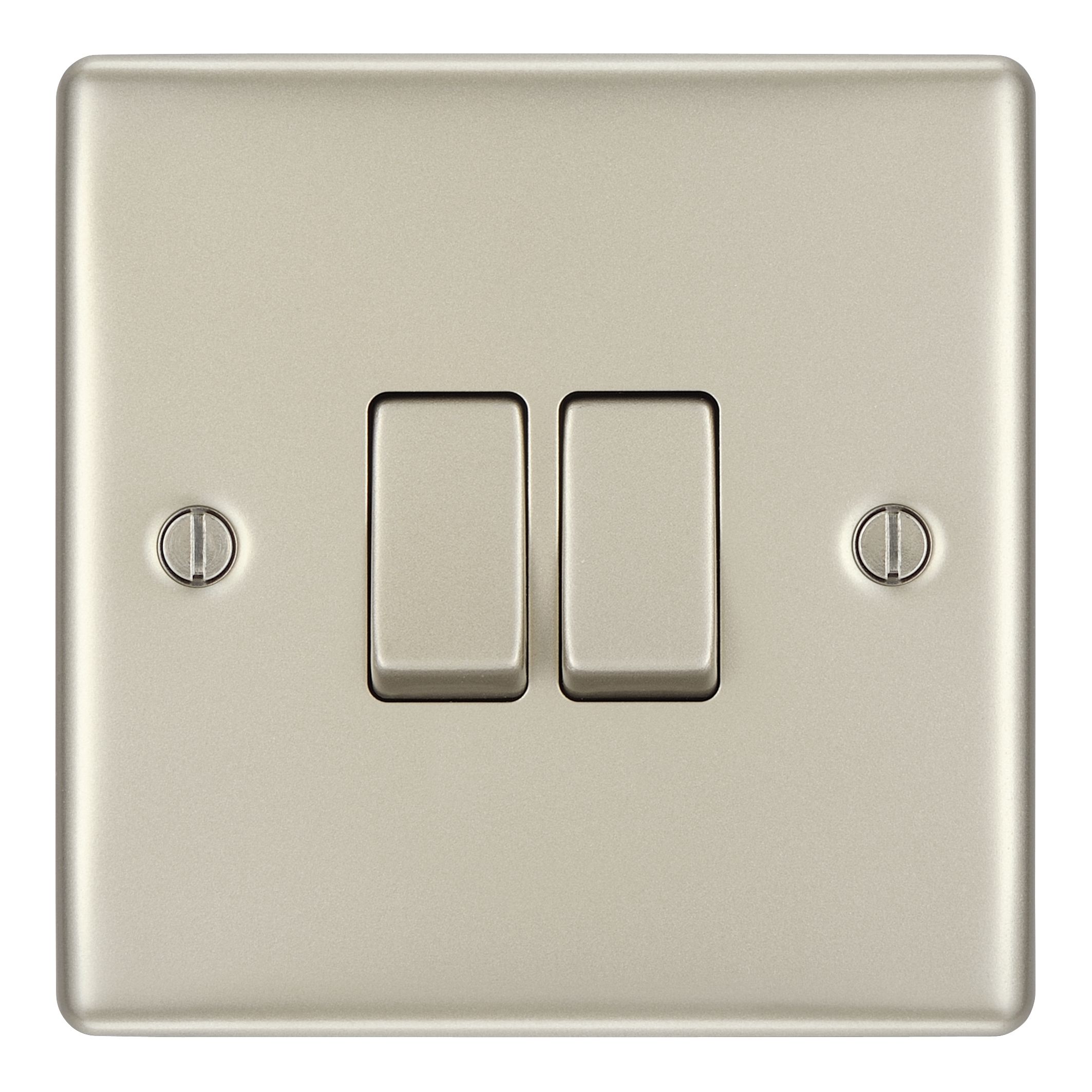 British General Nickel 10A 2 way 2 gang Light Switch