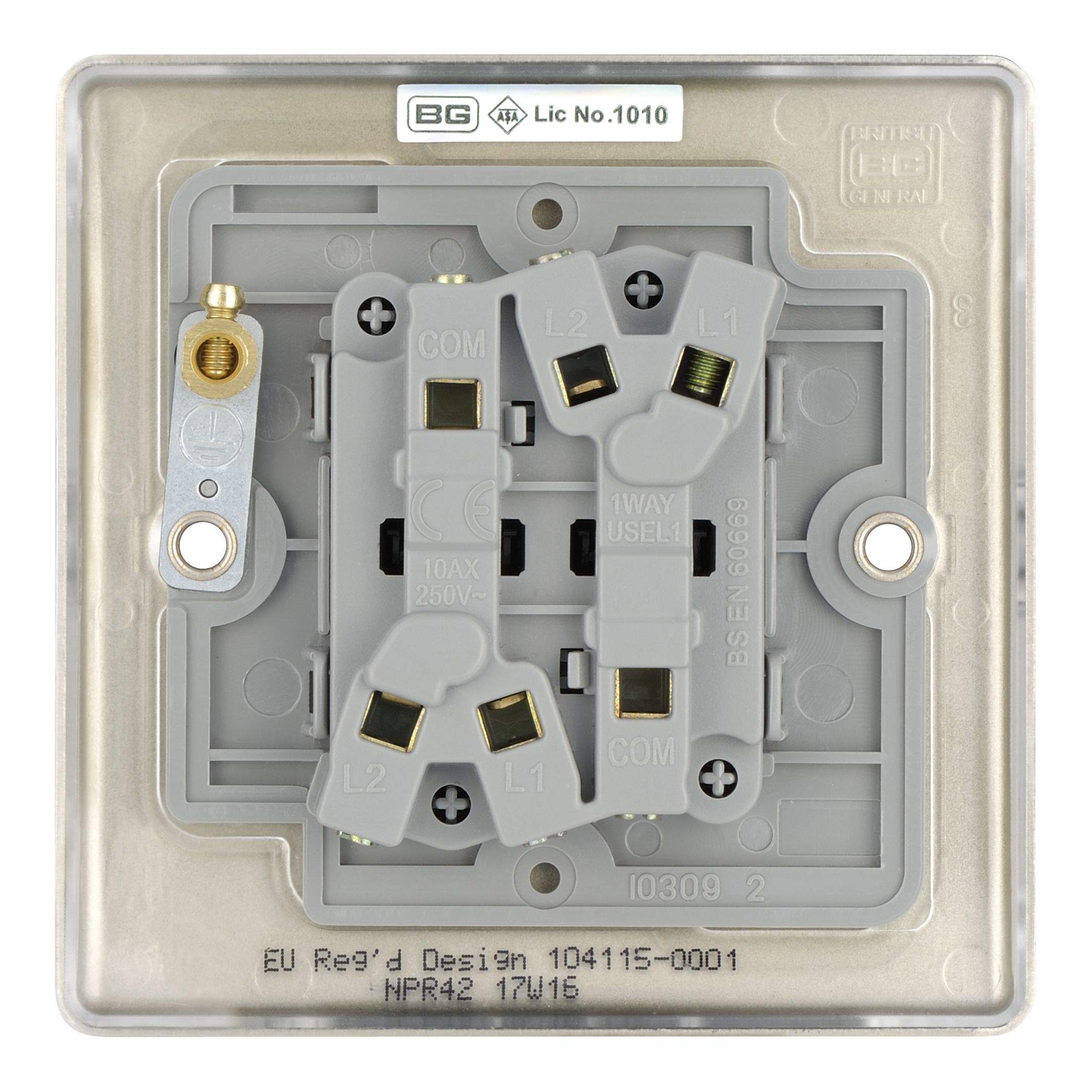 British General Nickel 10A 2 way 2 gang Light Switch