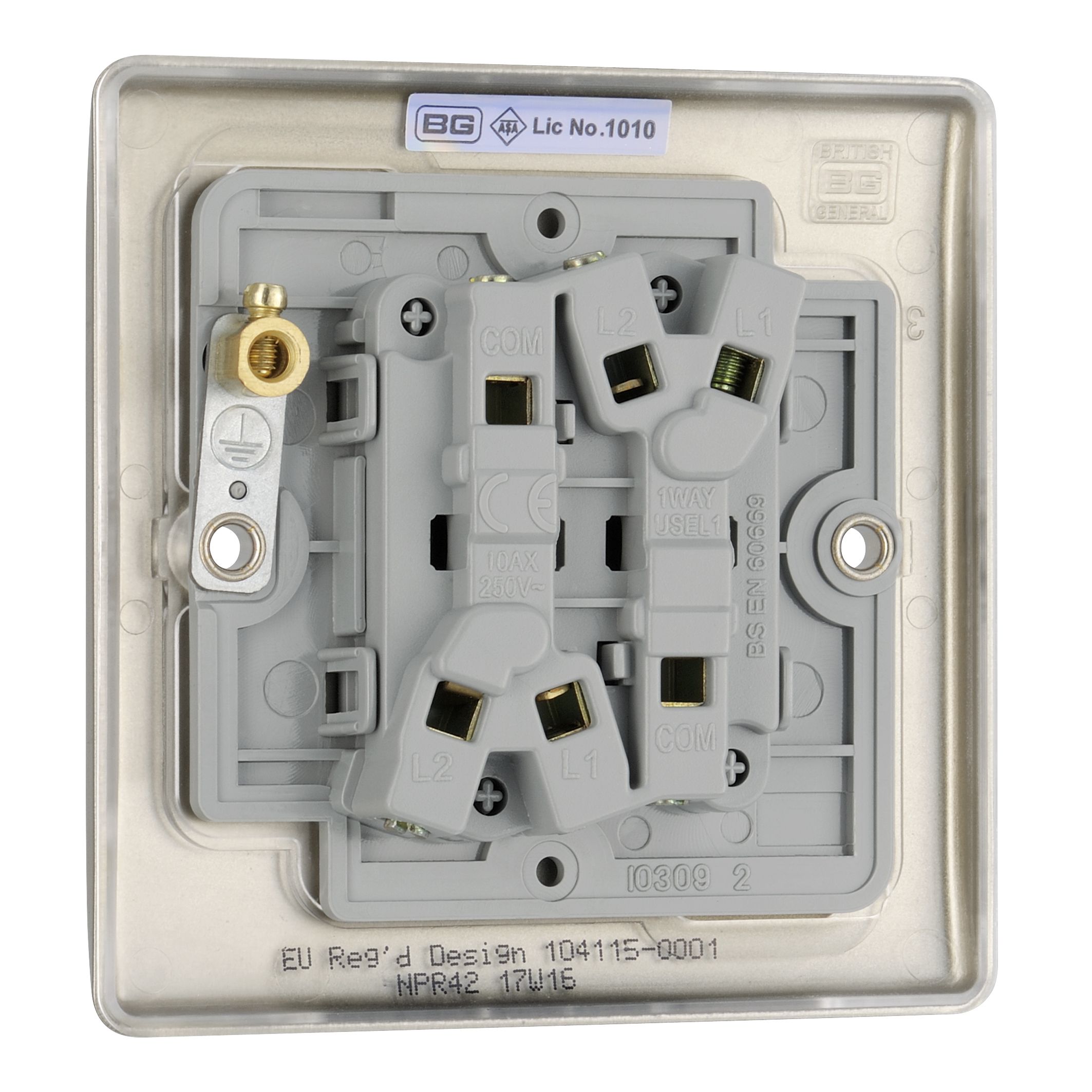 British General Nickel 10A 2 way 2 gang Light Switch