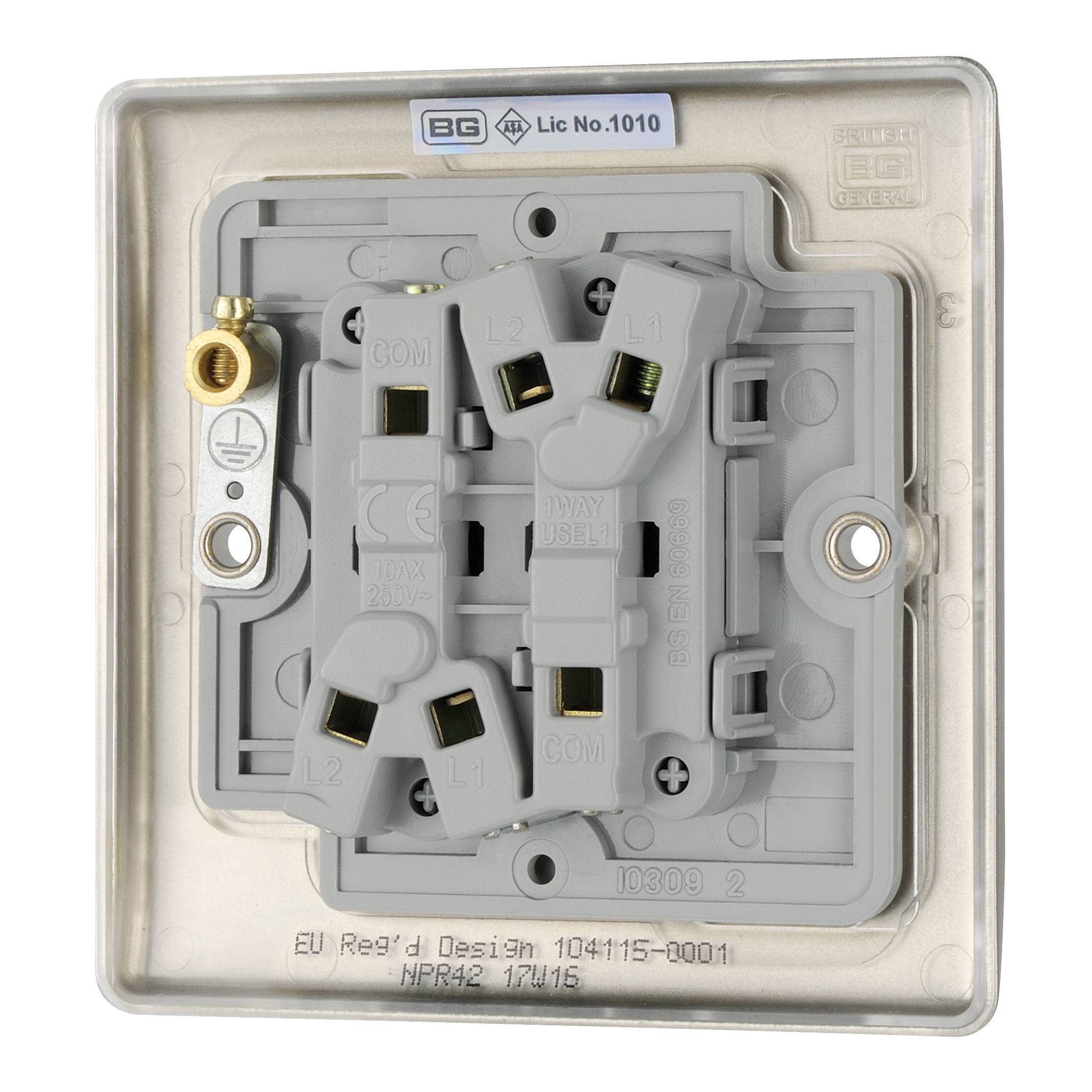 British General Nickel 10A 2 way 2 gang Light Switch