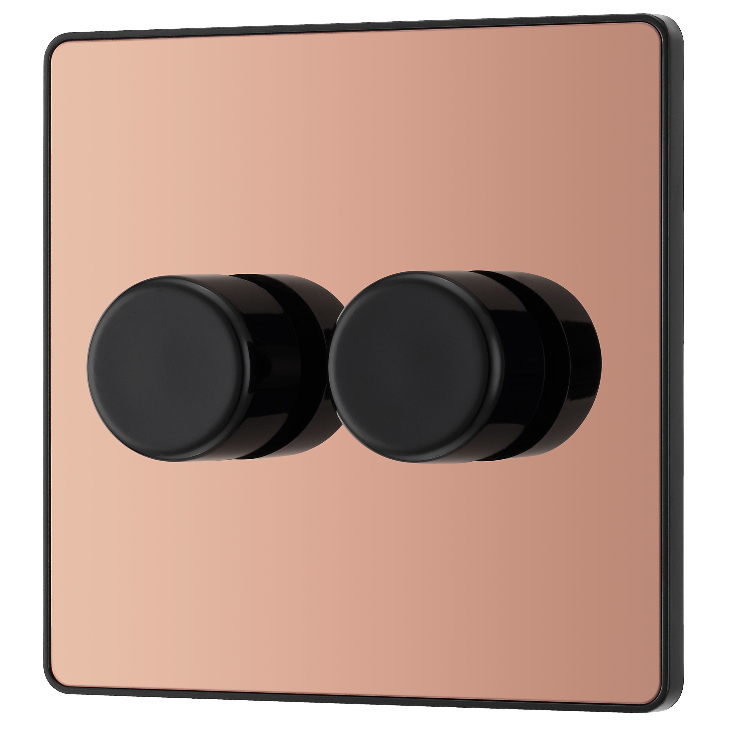 British General profile Double 2 way 200W Screwless Dimmer switch Gloss Copper - 3