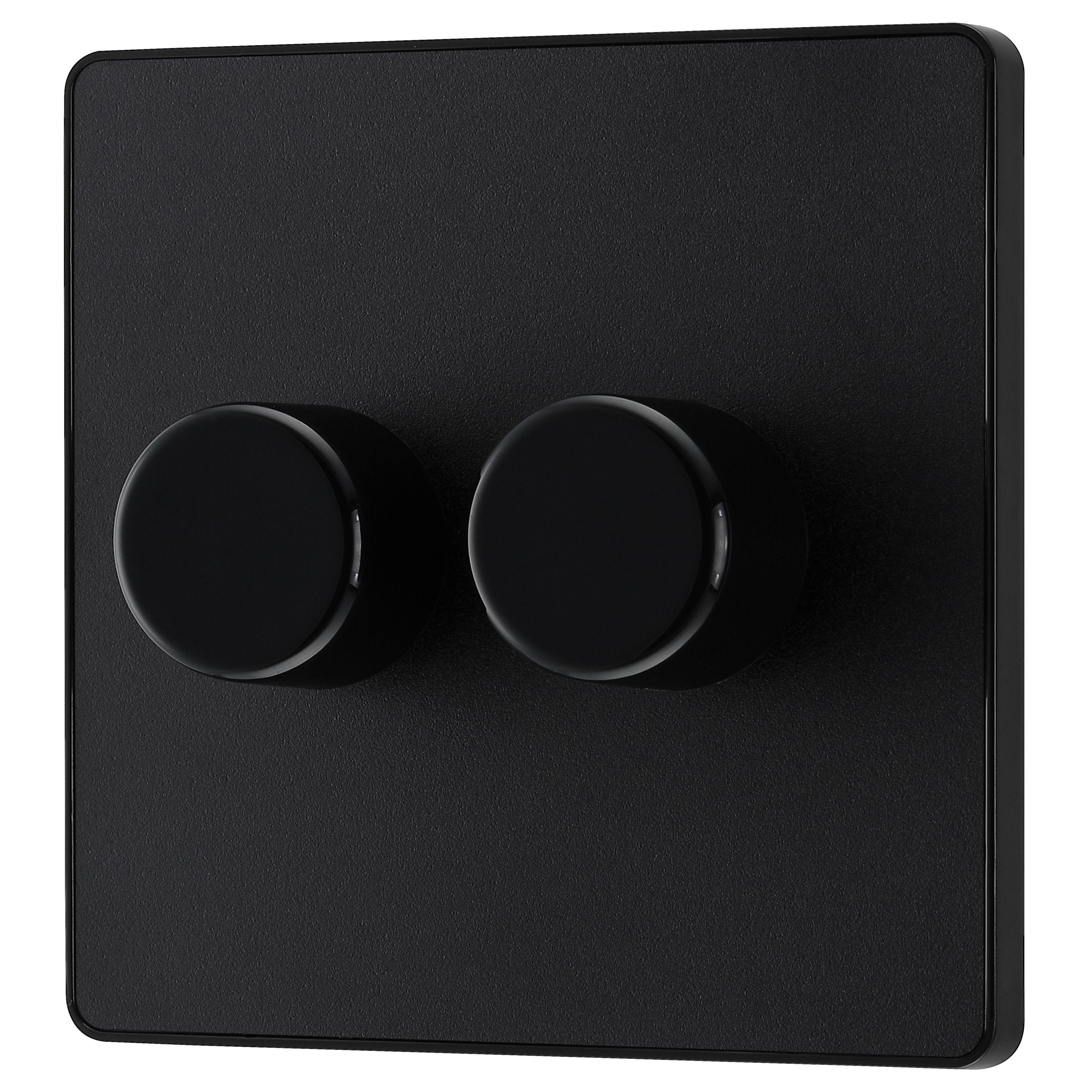 British General profile Double 2 way 200W Screwless Dimmer switch Matt Black - 3