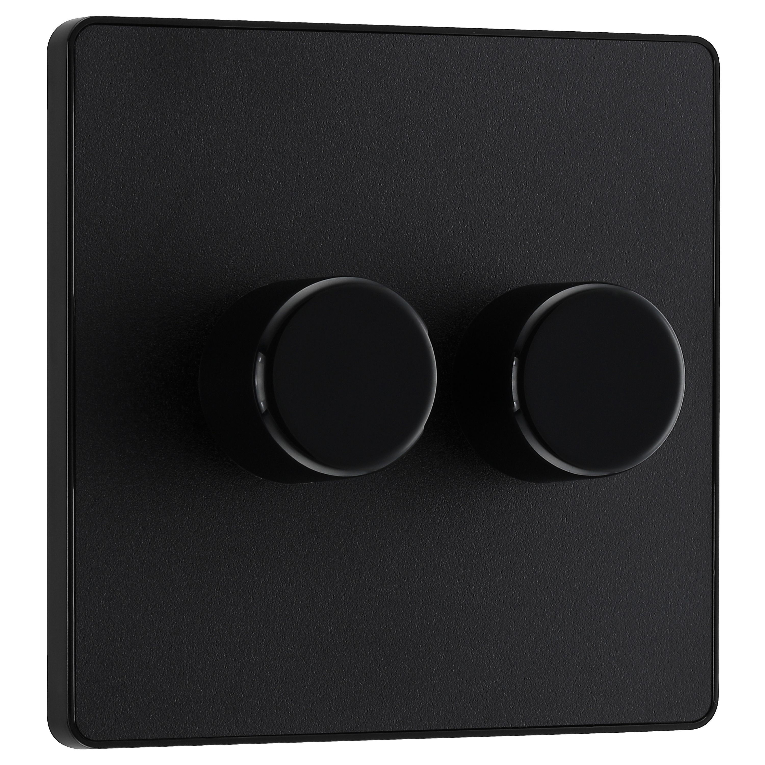 British General profile Double 2 way 200W Screwless Dimmer switch Matt Black - 4