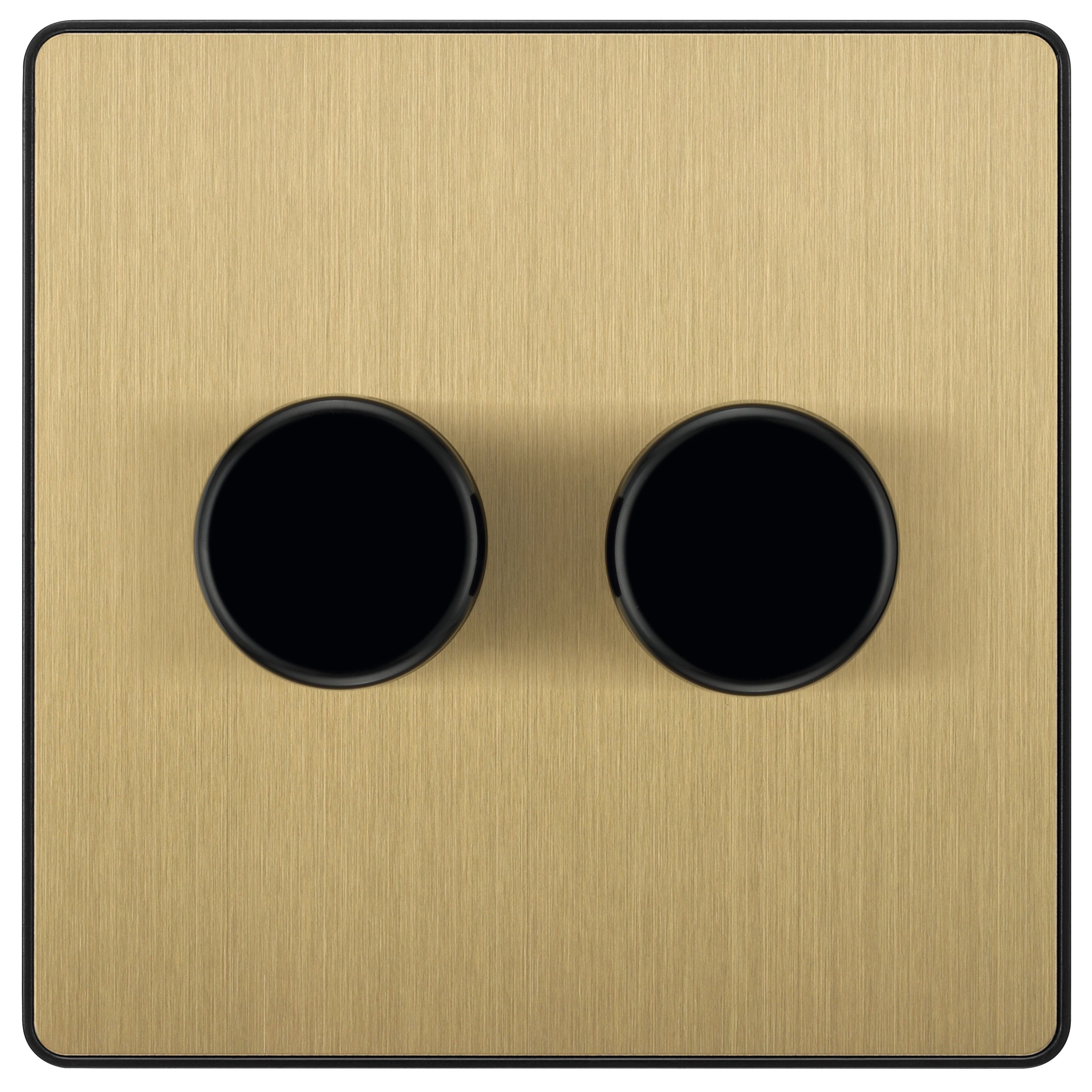 British General profile Double 2 way 200W Screwless Dimmer switch Satin Gold