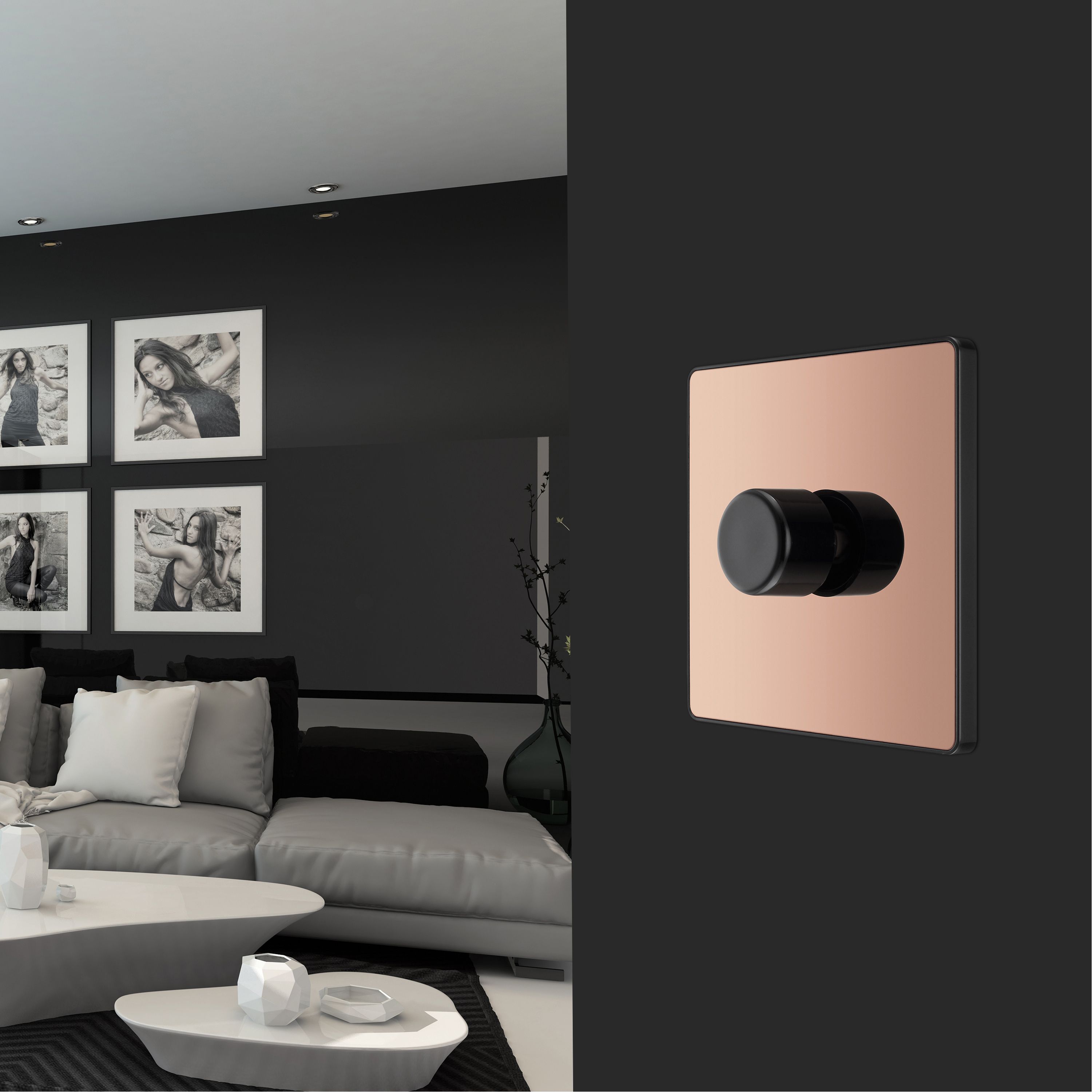 British General profile Single 2 way 200W Screwless Dimmer switch Gloss Copper - 10