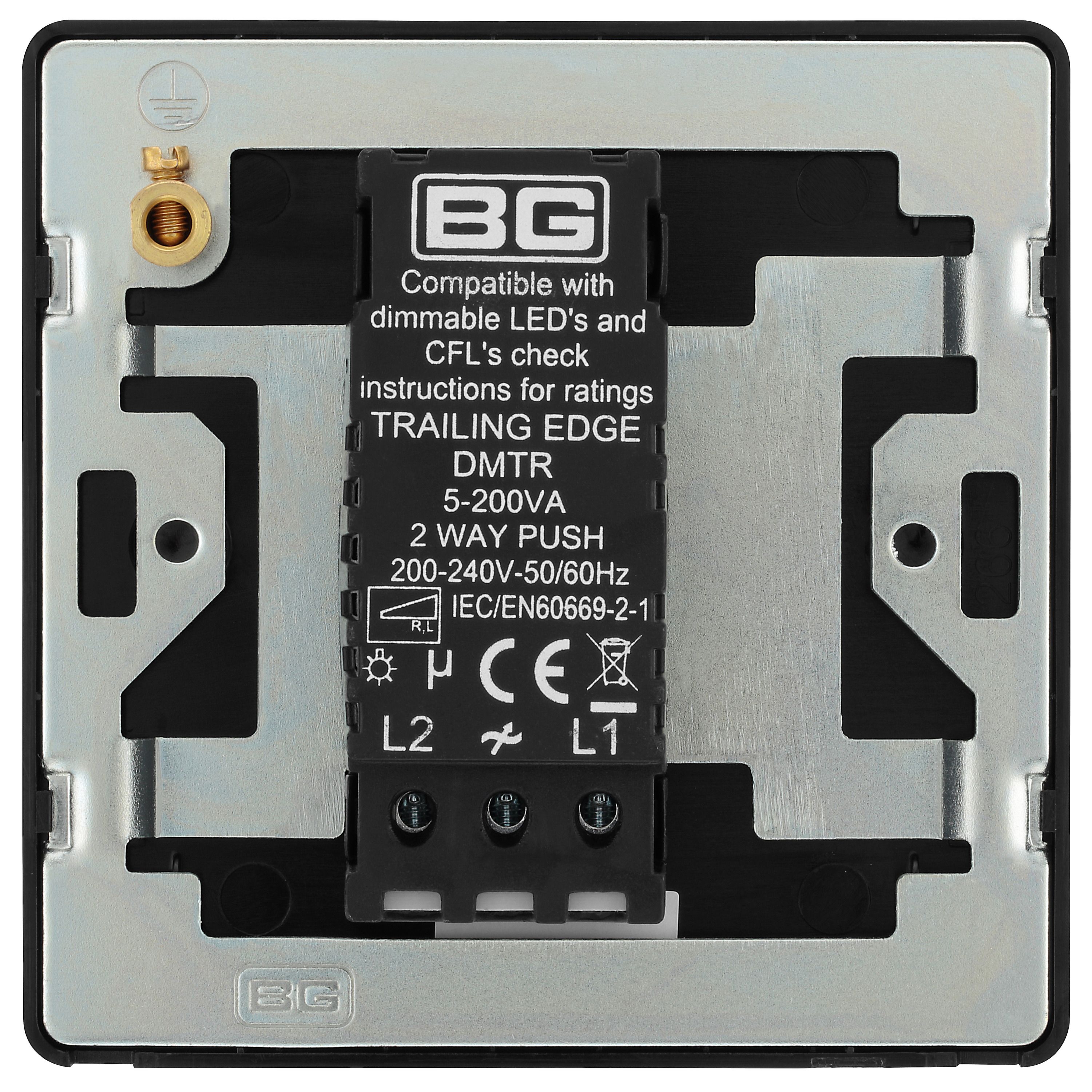 British General profile Single 2 way 200W Screwless Dimmer switch Gloss Copper - 5