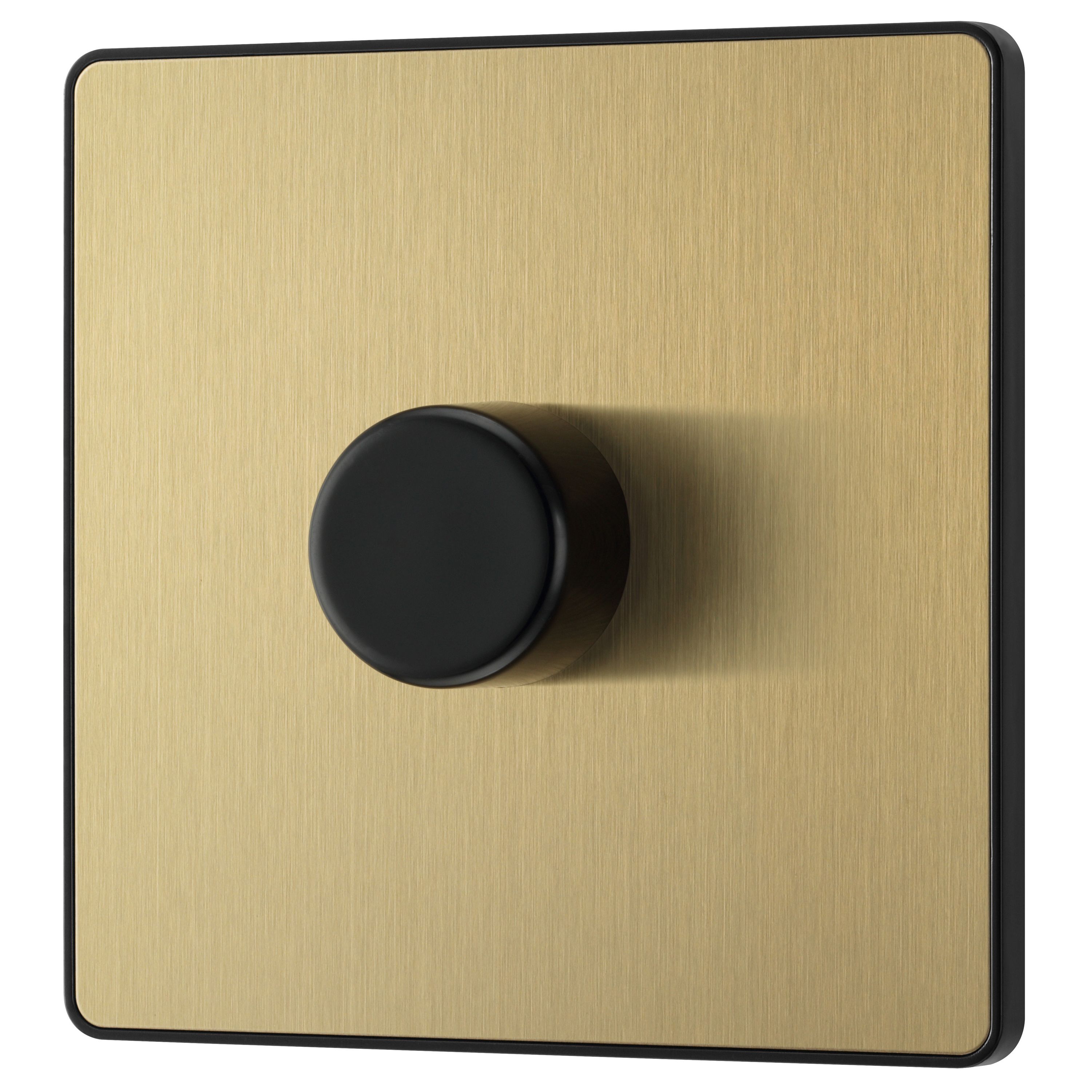 British General profile Single 2 way 200W Screwless Dimmer switch Satin Gold - 3