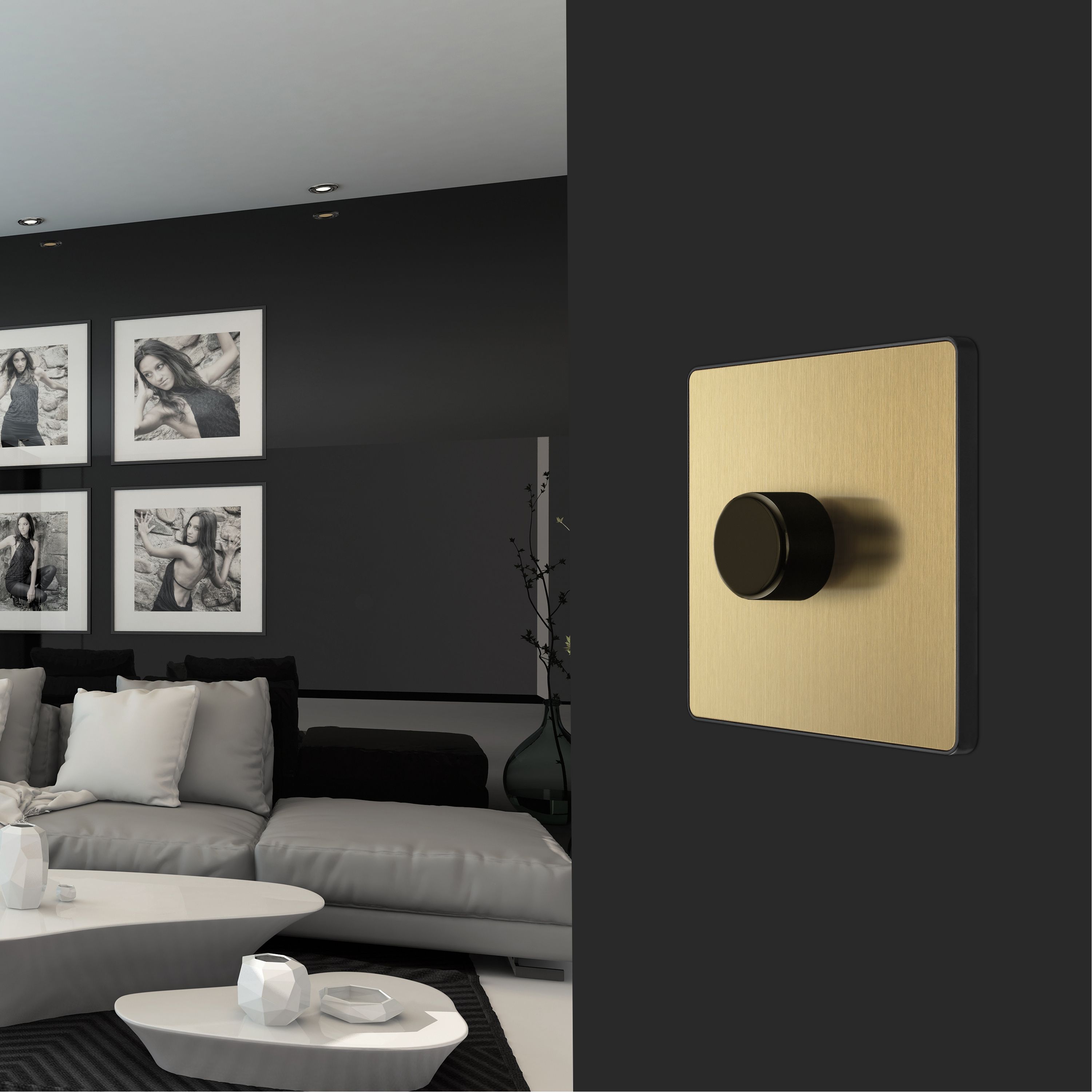 British General profile Single 2 way 200W Screwless Dimmer switch Satin Gold - 10