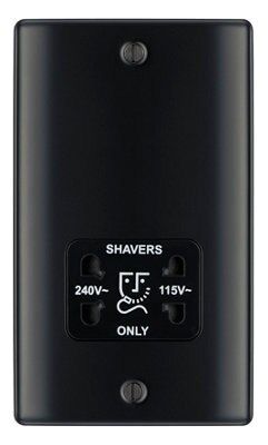 British General Raised Screwed Shaver socket Black