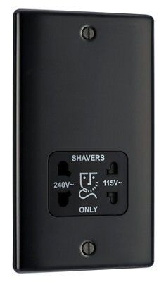 British General Raised Screwed Shaver socket Black