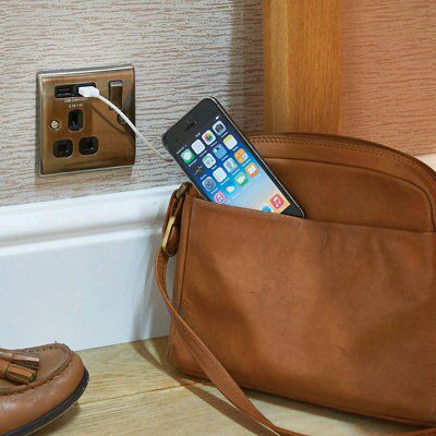 British General Raised slim Switched USB socket, x2 & Black inserts
