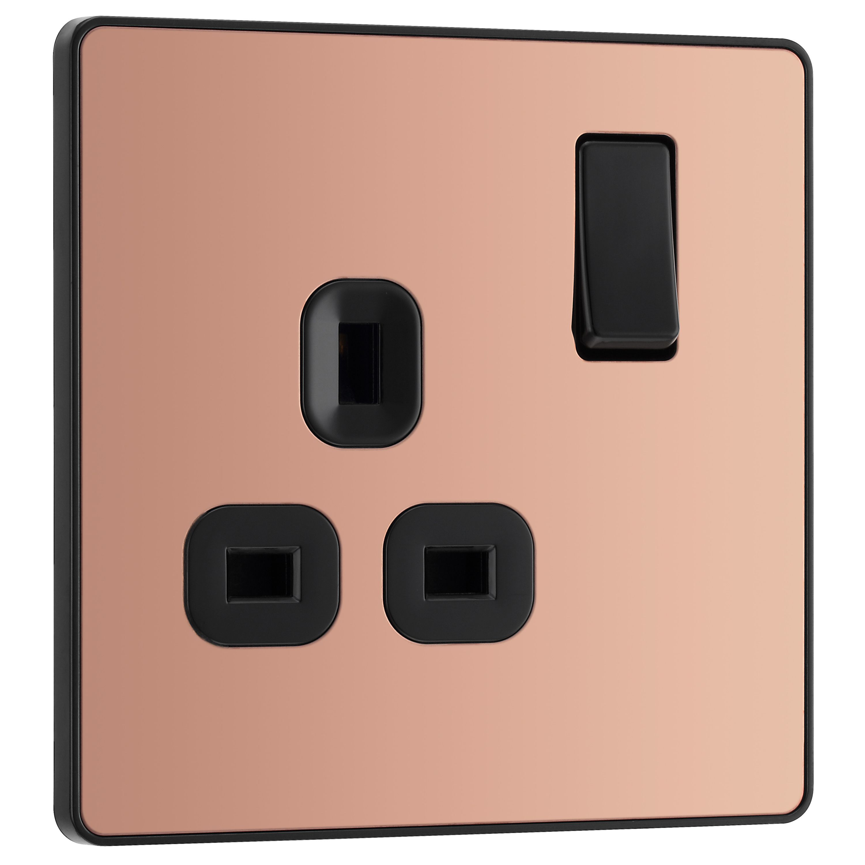 British General Single 13A Gloss Copper Switched socket & Black inserts - 4
