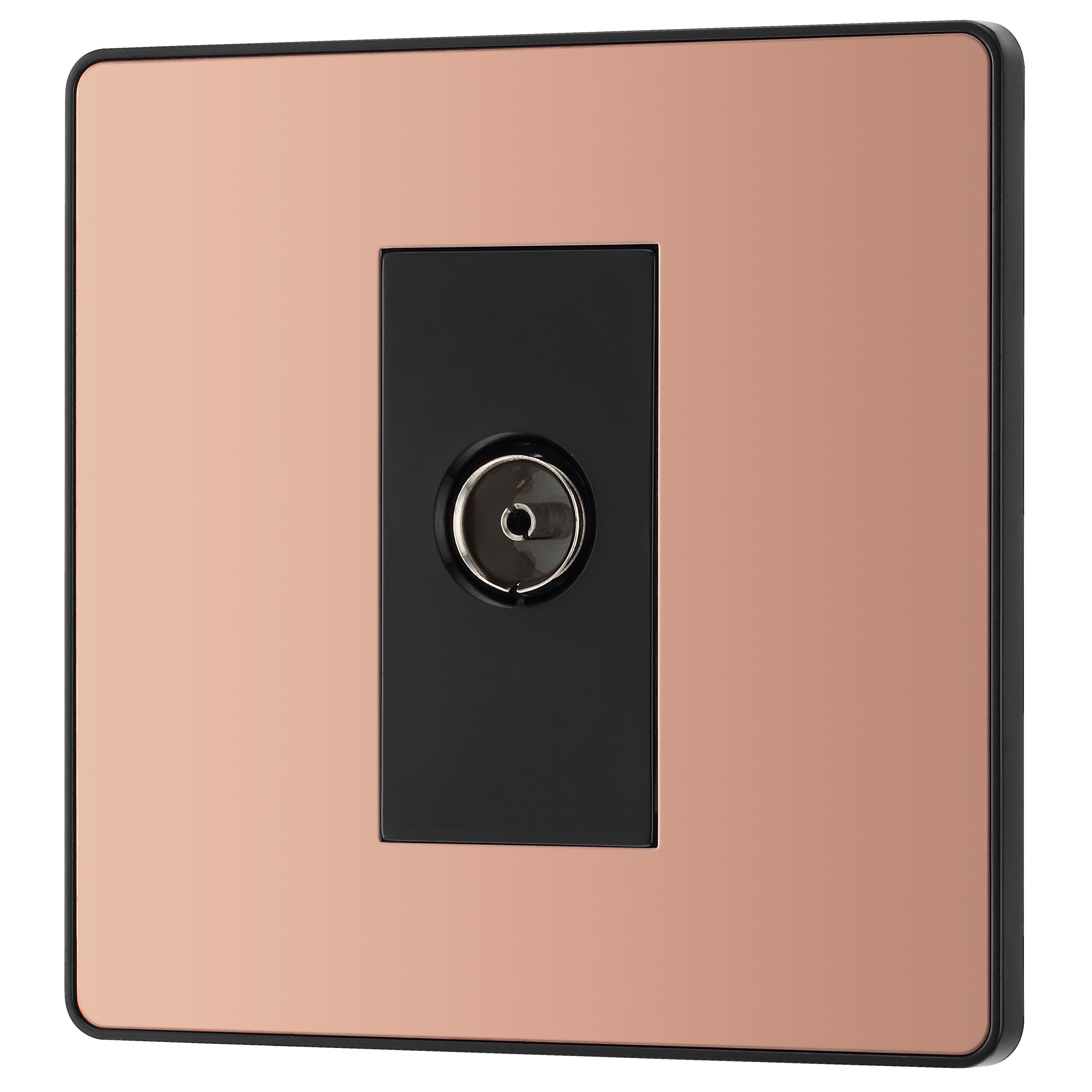 British General Single Screwless TV & radio socket Gloss Copper effect