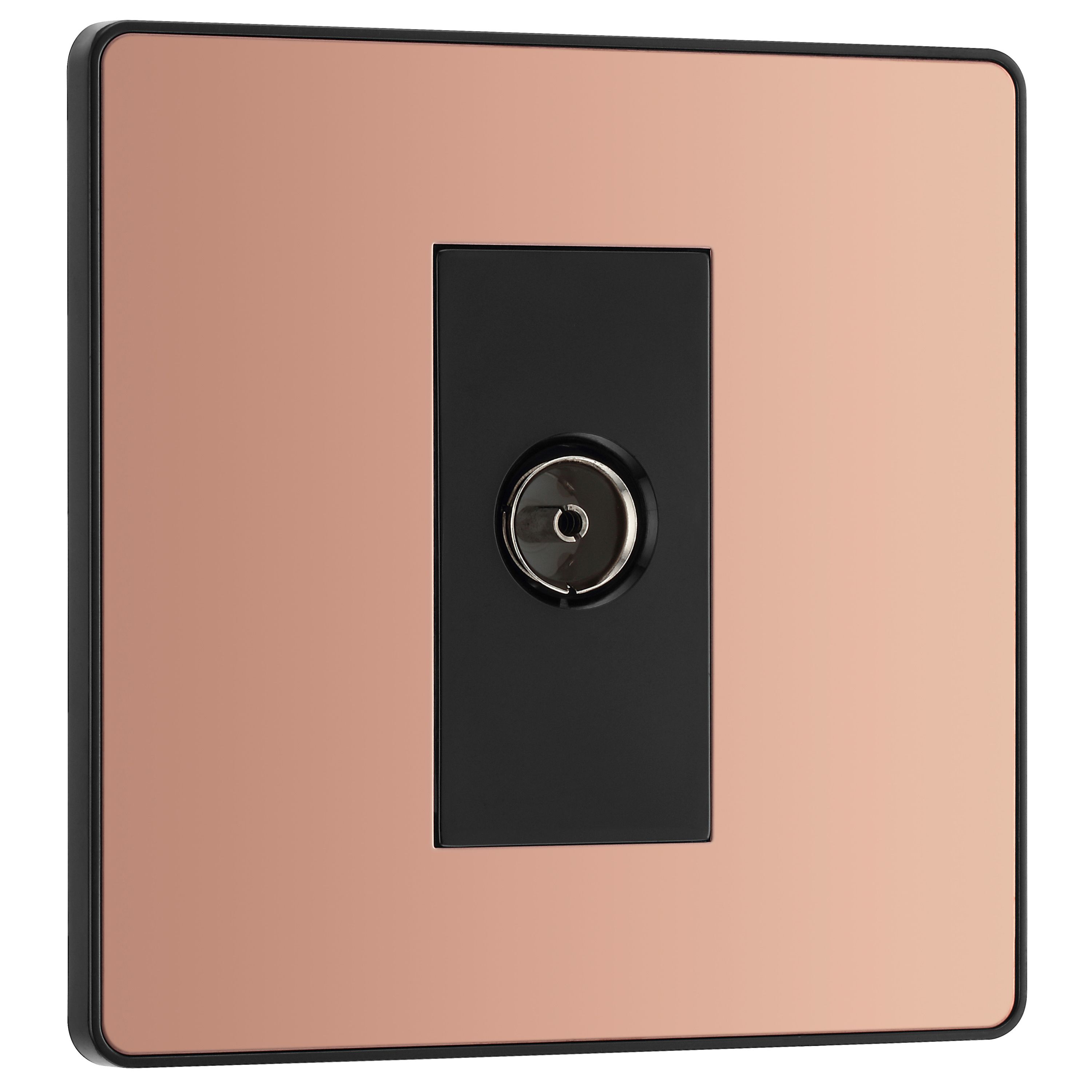 British General Single Screwless TV & radio socket Gloss Copper effect