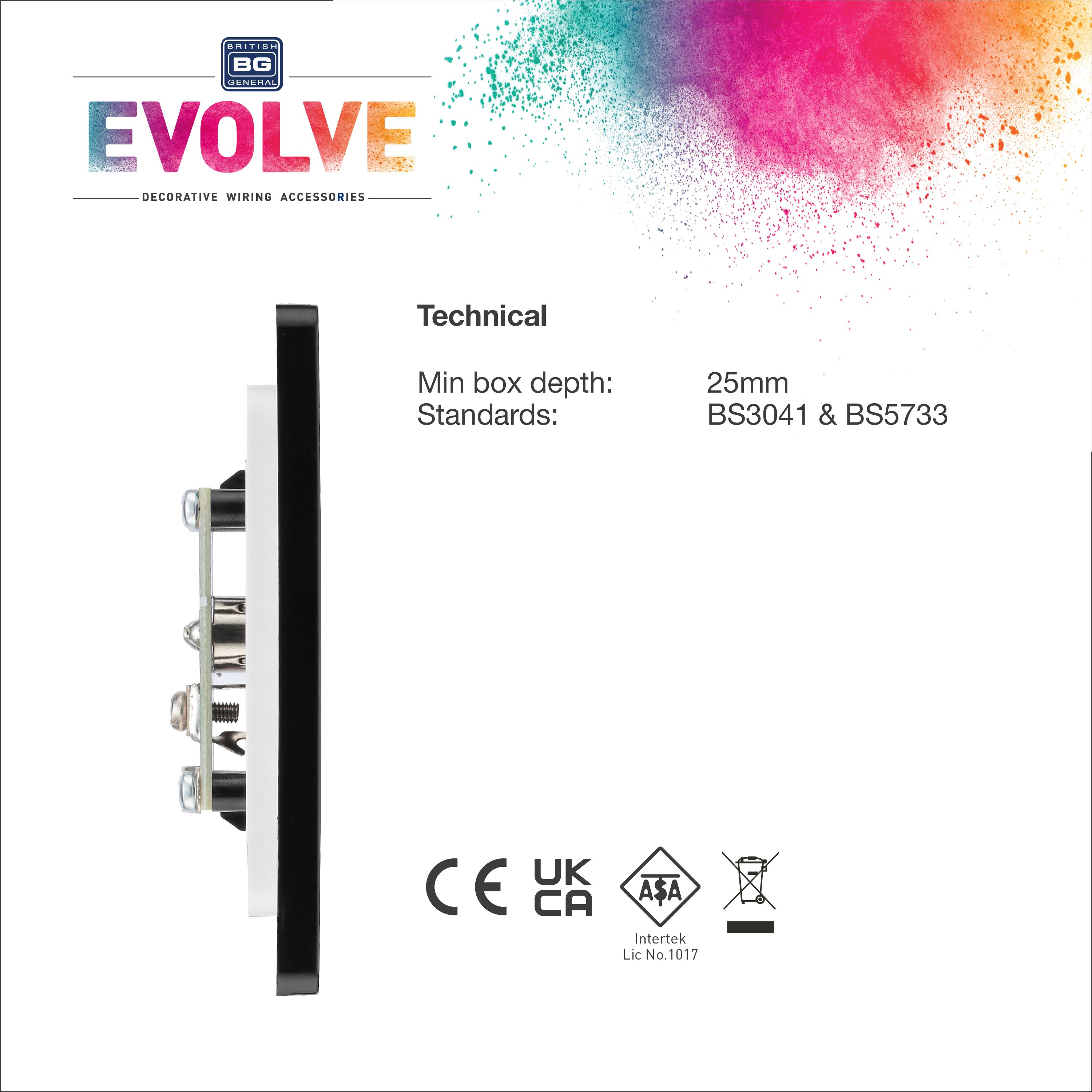 British General Single Screwless TV & radio socket Gloss Copper effect