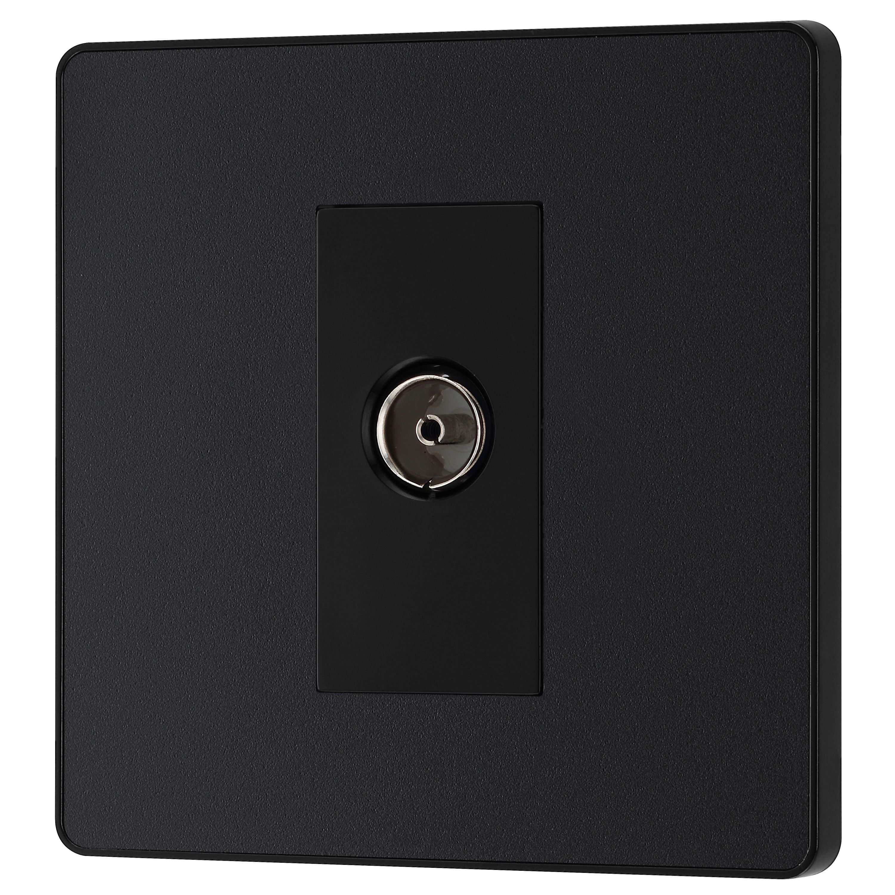 British General Single Screwless TV & radio socket Matt Black