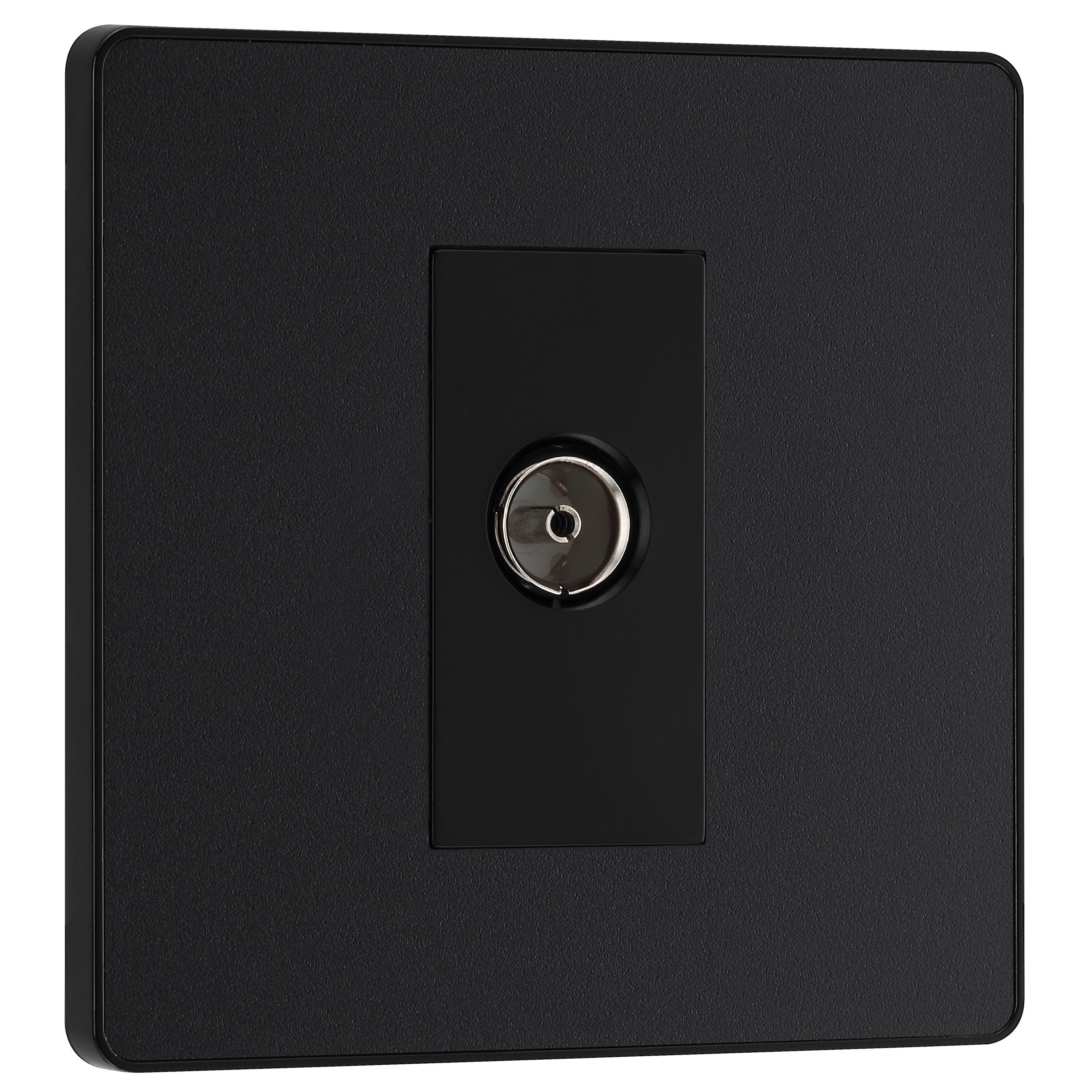 British General Single Screwless TV & radio socket Matt Black