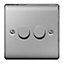 British General Steel Raised profile Double 2 way Dimmer switch