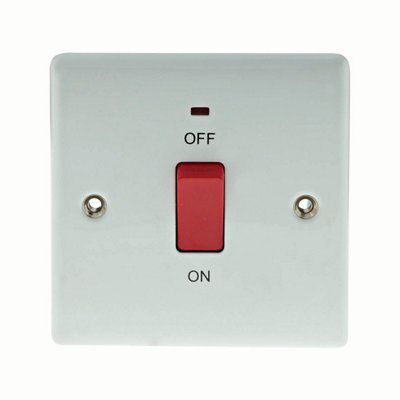 British General White 45A Raised slim Cooker Switch | DIY at B&Q