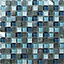 Brixton Blue Stone effect Glass & marble Mosaic tile, (L)300mm (W)300mm