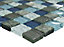 Brixton Blue Stone effect Glass & marble Mosaic tile, (L)300mm (W)300mm