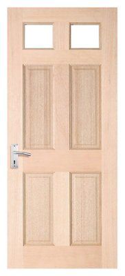 Brock 4 panel Glazed Hardwood veneer External Front door, (H)1981mm (W)838mm