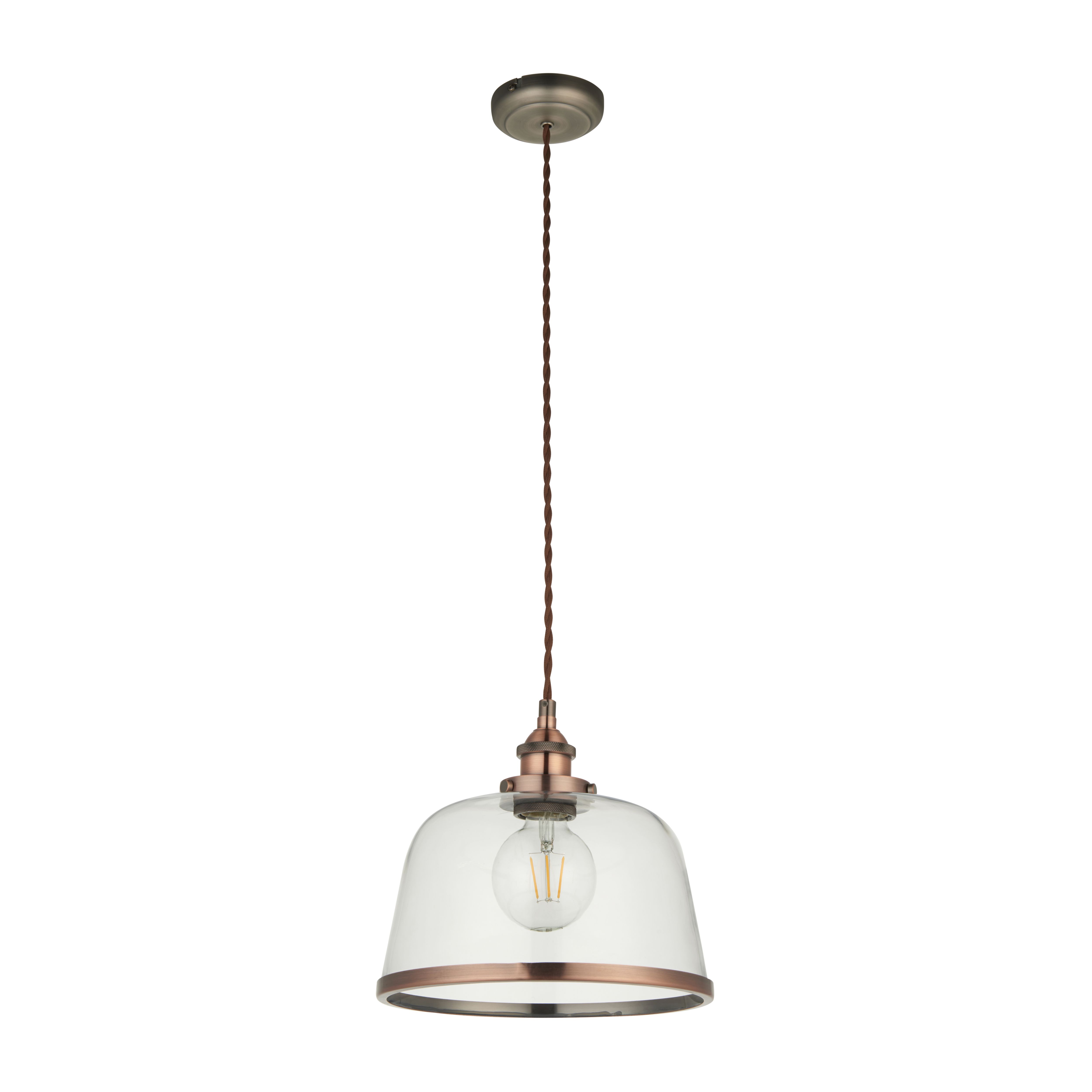 Broderick Copper effect LED Pendant ceiling light, (Dia)255mm