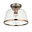 Broderick Glass & steel Transparent Copper effect LED Ceiling light