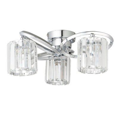 Bromley Bevelled glass Brushed Glass & metal Chrome effect 3 Lamp Ceiling light