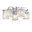 Bromley Bevelled glass Brushed Glass & metal chrome effect 5 Lamp Ceiling light