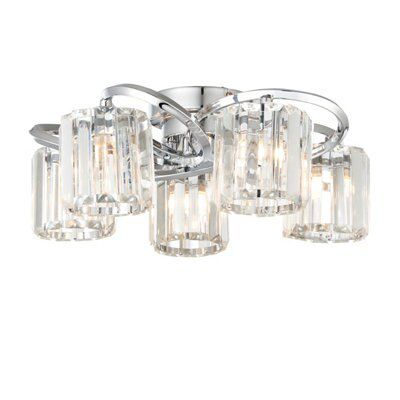 Bromley Bevelled glass Brushed Glass & metal chrome effect 5 Lamp Ceiling light
